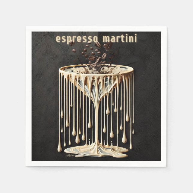 Serviette En Papier Espresso Martini Cocktail Heure (Devant)