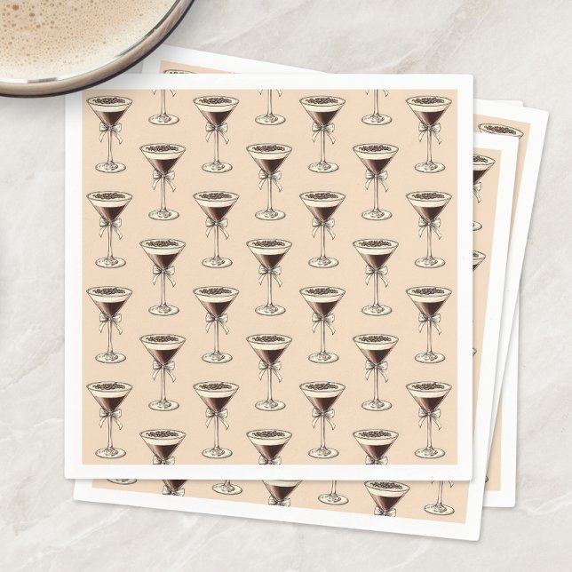 Serviette En Papier Espresso Martini Cocktail Motif Anniversaire Brown (Espresso Martini Cocktail Pattern Brown Birthday Napkins)