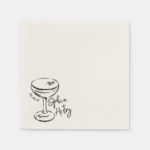 Serviette En Papier Espresso Martini Dessiné À La Main, Bar Mariage Co