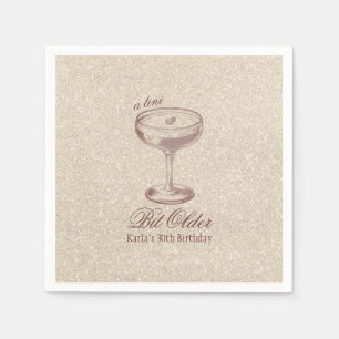 Serviette En Papier Espresso Tini Bit Anniversaire Or Élégant