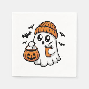 Serviette En Papier Esprit d'automne bonnet orange fantôme Kawaii Hall