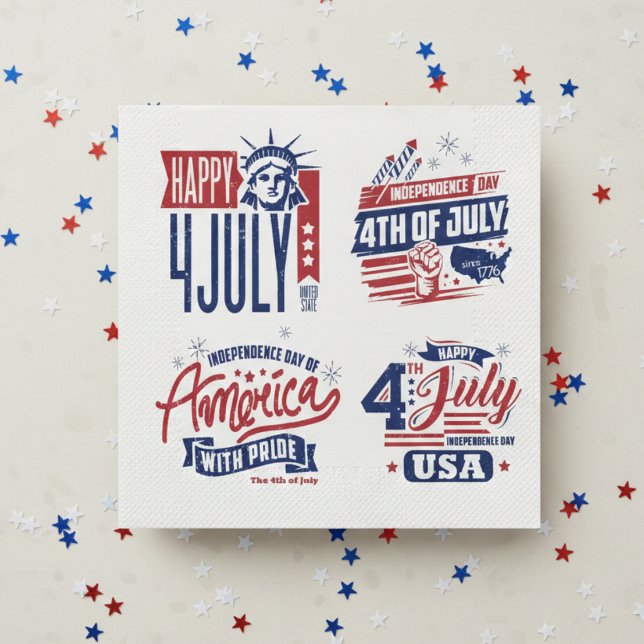 Serviette En Papier Esprit d'indépendance 4 juillet (Clean up like a patriot.)