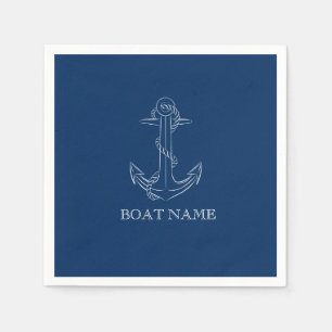 Serviette En Papier Esprit Nautique Ancre Bleu Marine