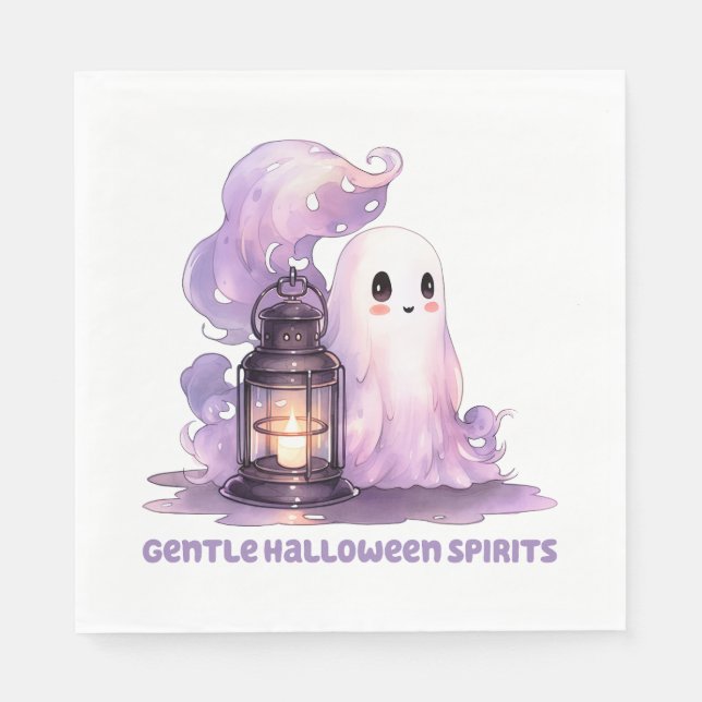 Serviette En Papier Esprits doux d'Halloween - Fantôme pastel (Devant)