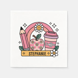 Serviette En Papier Essentials de professeur d'arc-en-ciel rose - Pers