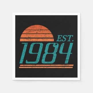 Serviette En Papier Est. 1984 Vintage De 40 Ans
