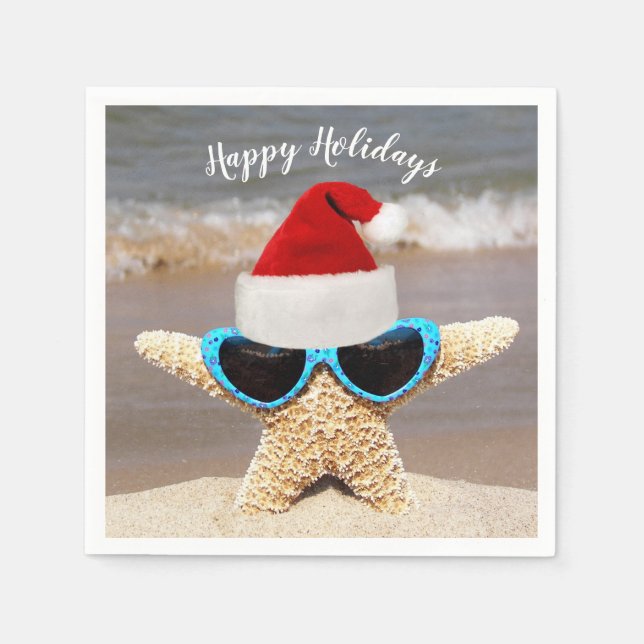 Serviette En Papier Éstarfish de Noël avec lunettes de soleil (Devant)