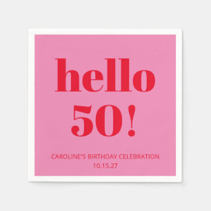 Serviette En Papier Esthétique Moderne Gras Anniversaire 50 Ans Rose e