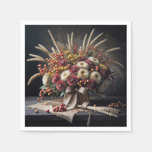 Serviette En Papier Étalons de blé d'automne et bouquet de maman