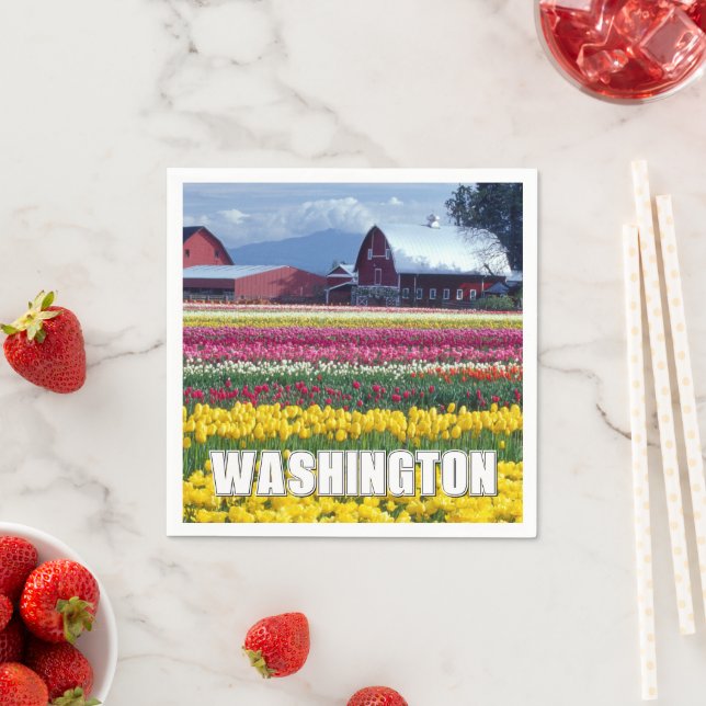Serviette En Papier État de Washington | Champ de tulipes (En situation)