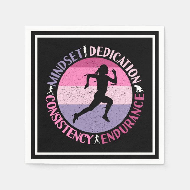 Serviette En Papier État d'esprit de course - Citation d'endurance de  (Devant)