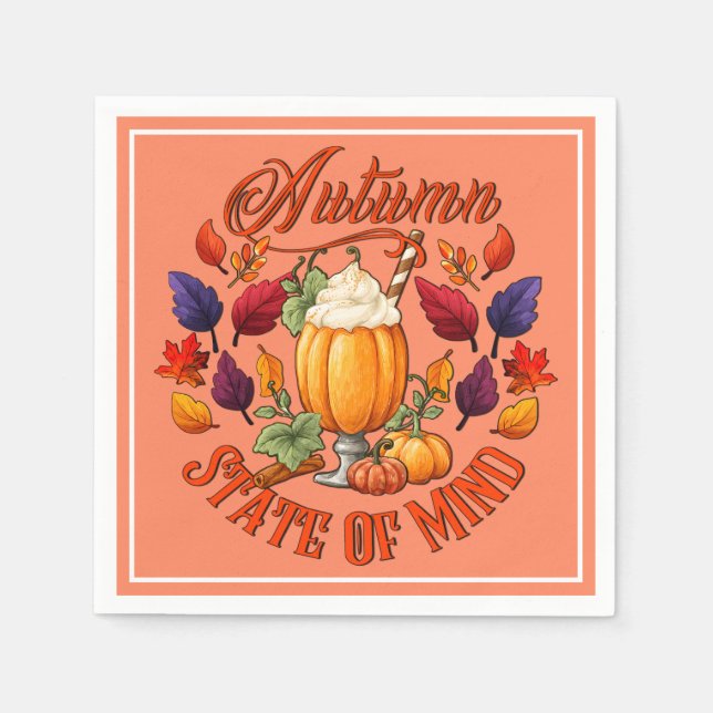 Serviette En Papier État D'Esprit Orange D'Automne (Devant)
