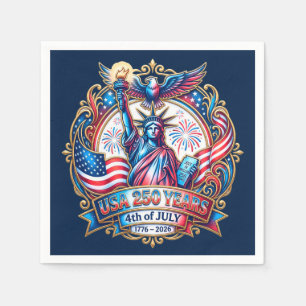 Serviette En Papier États-Unis 250 ans 4 juillet 1776-2026