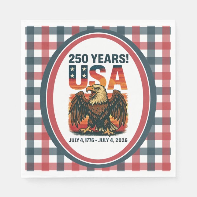 Serviette En Papier États-Unis 250 Ans – Aigle chauve patriotique 4 ju (Devant)