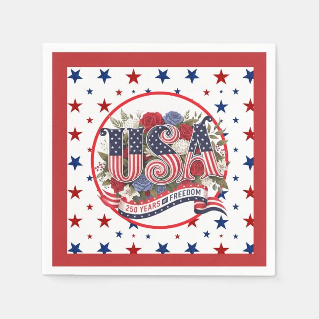 Serviette En Papier États-Unis 250 ans de liberté  (Devant)