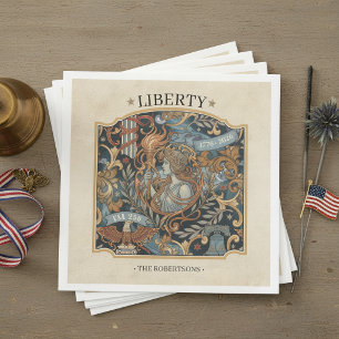 Serviette En Papier États-Unis 250 Liberté Art Nouveau Motif Bordure I
