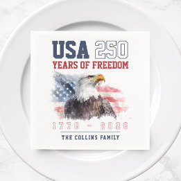 Serviette En Papier États-Unis 4 juillet Fête du 250e anniversaire de