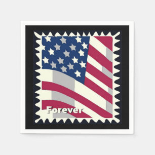 SERVIETTE EN PAPIER ÉTATS-UNIS D'AMÉRIQUE DRAPEAU FOREVER STAMP