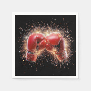 Serviette En Papier États-Unis Gants De Boxe Rouge En Feu D'Oeuvre