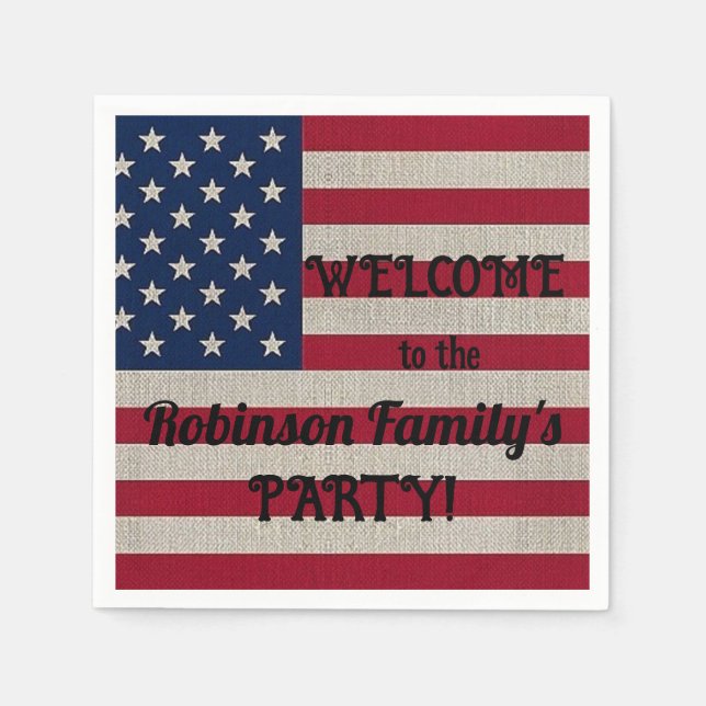 Serviette En Papier États-Unis Patriotique américain Drapeau lin Calli (Devant)