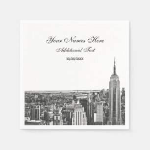 Serviette En Papier Etch Look NYC Skyline Silhouette, ESB