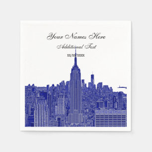 Serviette En Papier Etch Look NYC Skyline Silhouette, ESB