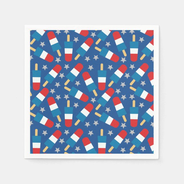 Serviette En Papier Été 4 juillet Patriotique Popsicles (Devant)