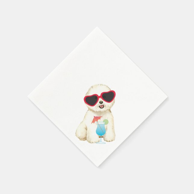 Serviette En Papier Été Bichon Frise (Coin)