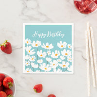 Été Blanc Fleurs Cosmos Joyeux Anniversaire