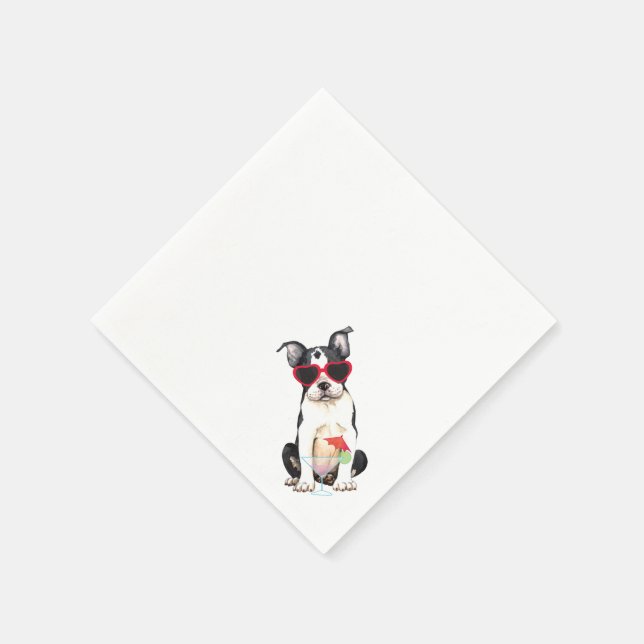Serviette En Papier Été Boston Terrier (Coin)