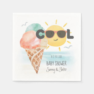 Serviette En Papier Été Cool   Fête Prénatale de Bébé Glace de Plage T