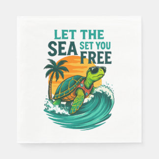 Serviette En Papier Été cool - Vibes de tortues marines