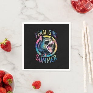 Serviette En Papier Été de fille sauvage Opossum Tie Dye Raton laveur