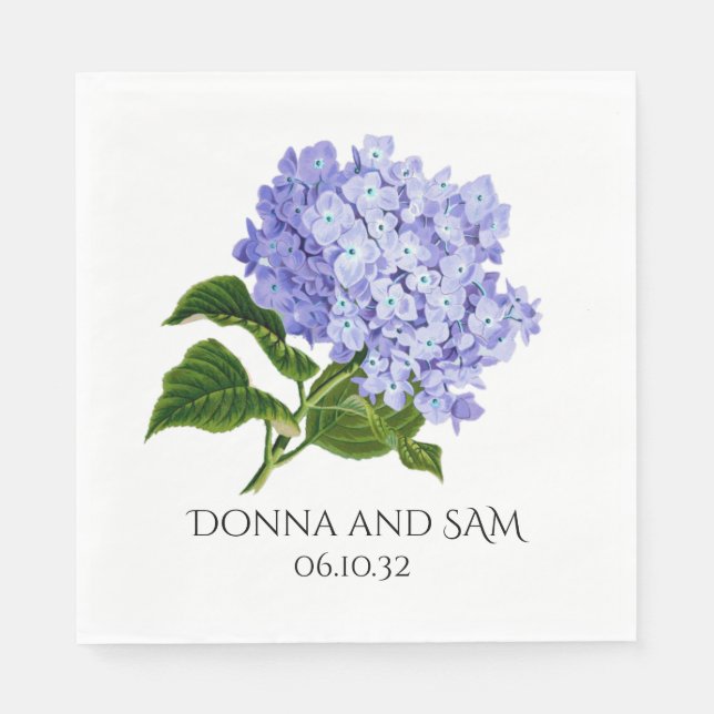 Serviette En Papier Été Floral Hydrangea Mariage Cocktail Napkins (Devant)