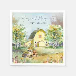 Serviette En Papier Été Grange Jaune Cocktail Napkin