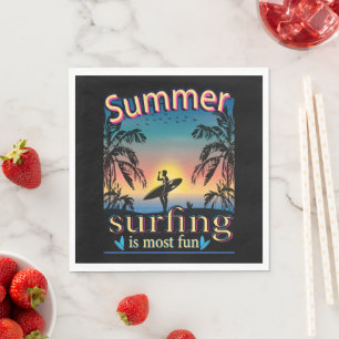 Serviette En Papier Été - Le Surf Est Le Plus Amusant Serviettes