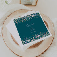 Été Multicolore Fleur sauvage Vert Mariage Napkin