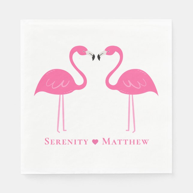 Serviette En Papier Été Tropical Cute Flamant rose rose Mariage servie (Devant)