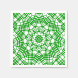Serviette En Papier Été vert n blanc Plaid Kaleidoscope