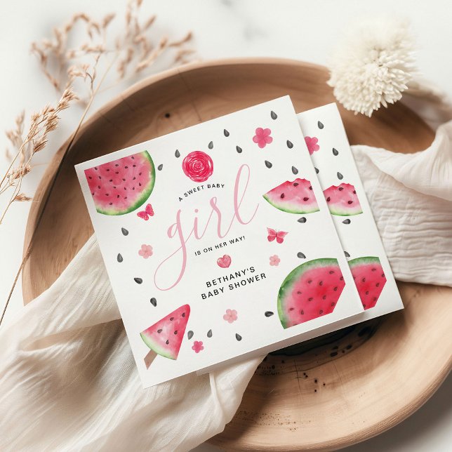 Serviette En Papier Eté Watermelon 'Un Bébé Doux' Fille Baby shower (Créateur téléchargé)