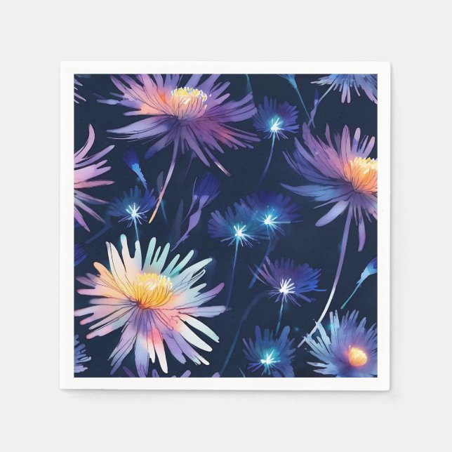 Serviette En Papier Ethereal Night Bloom Bioluminescent Aster (Devant)