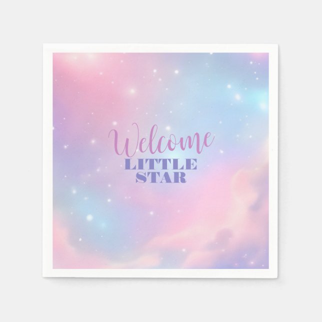 Serviette En Papier Ethereal Pastel Cosmic Clouds Pink Blue Starry (Devant)