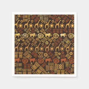 Serviette En Papier Ethnic African Pattern- browns and golds #7