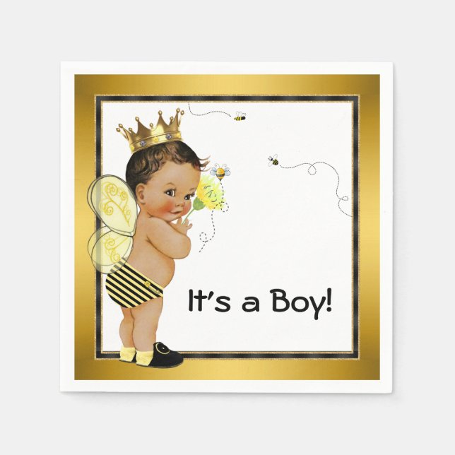 Serviette En Papier Ethnic Boy Bumble Bee Baby shower (Devant)