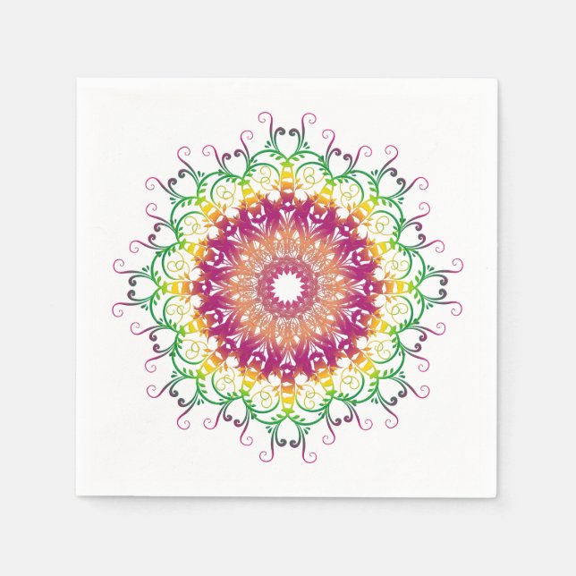 Serviette En Papier Ethnic floral mandala. (Devant)