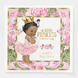 Serviette En Papier Ethnic Princess Baby shower rose or Rose Floral