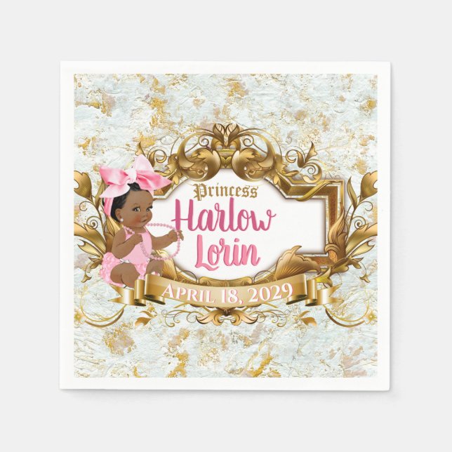 Serviette En Papier Ethnic Princess Pink Elegant Baby shower (Devant)