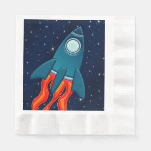 Serviette En Papier Étiquettes de faveur de carte postale de fusée