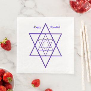 Serviette En Papier Étoile à six points bleu et blanc Chanukah serviet