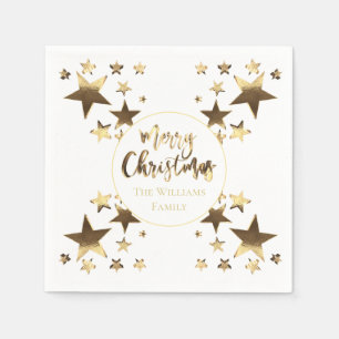 Serviette En Papier Étoile blanche et dorée Motif Élégant Noël